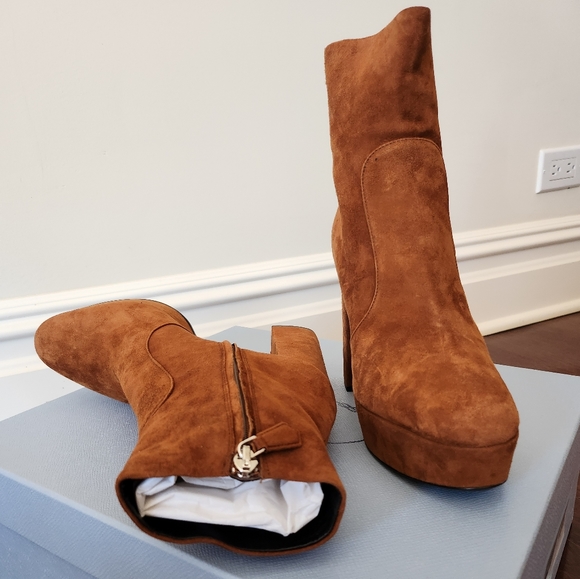 Prada Suede Platform Ankle Boots - Picture 2 of 7